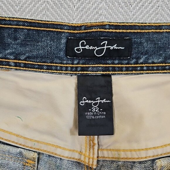 Sean John Jeans Men’s 32x32 Blue Y2K Hip Hop Baggy Wide Leg Denim Zip Pockets - Picture 13 of 13